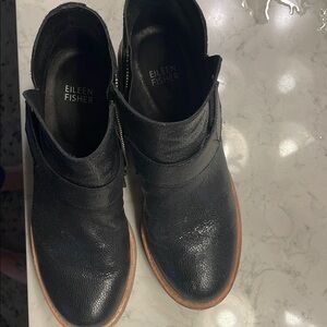 Eileen Fisher Black Leather Ankle Boots